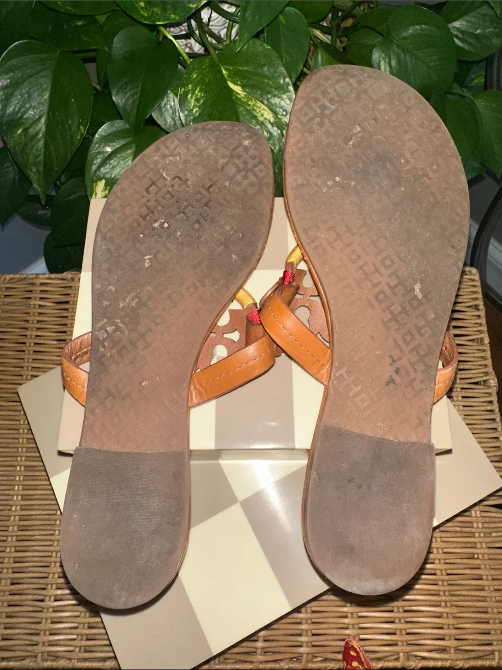 Tory Burch Tan Leather Embroidered Miller sandals size 8